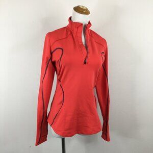 SUGOI 1/4 Zip Dark Orange Gray Trim Zip Pocket Cycling Biking Pullover Shirt